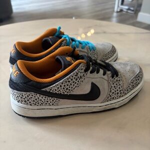 Nike Kids SB Dunk Low Safari Print Skate Sneakers.